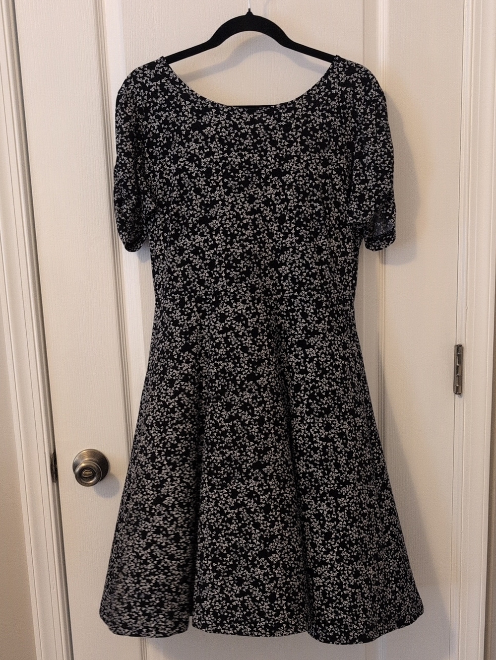 Lark & Ro Black Dress with White Floral Print